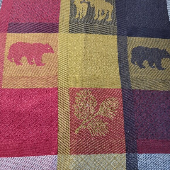 Moose, Bear, Canoe, & Pinecone Color Block Tablecloth and Placemats Cabin, Lodge - Picture 6 of 7
